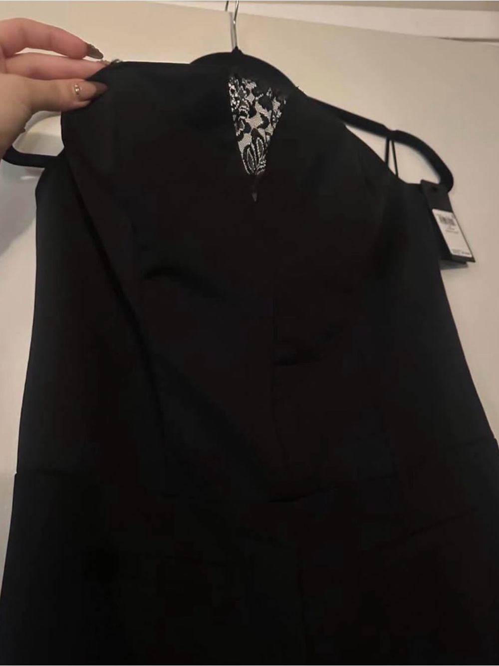 Guess Black Lace-Inset Strapless Jumpsuit